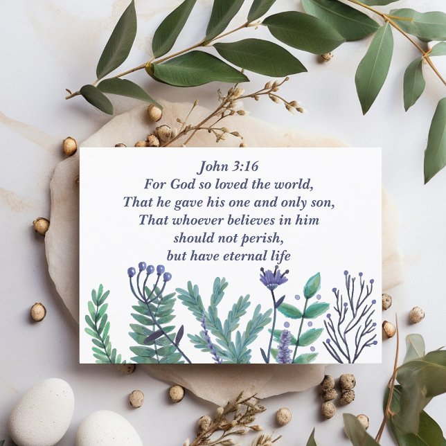 Cartes Pour Fêtes Annuelles Belle Bible Verse Jean 3:16 Religieux Pâques (Créateur téléchargé)