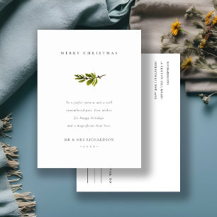 Cartes Pour Fêtes Annuelles Belle Branche de Pin Minimaliste Joyeux Noël