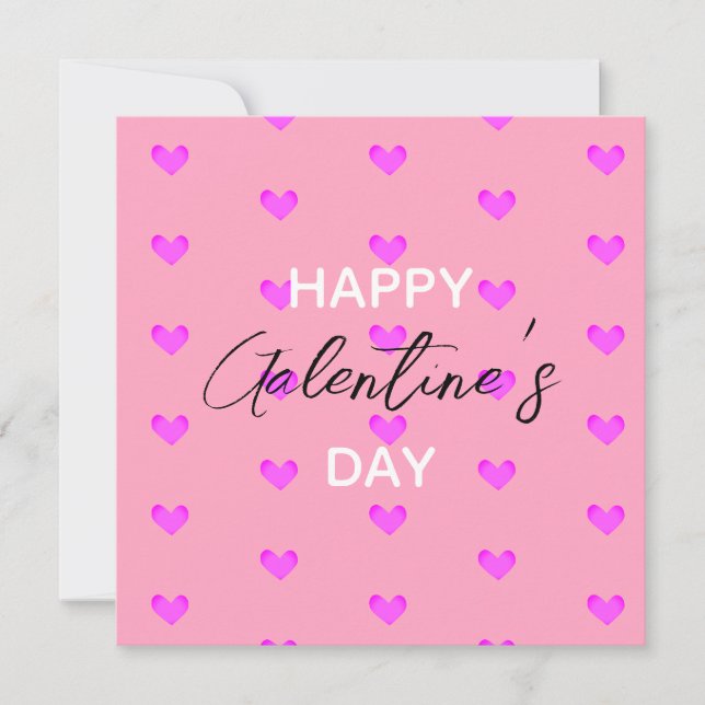 Cartes Pour Fêtes Annuelles Belle Bubblegum Coeurs roses Bonne Journée des Gal (Devant)