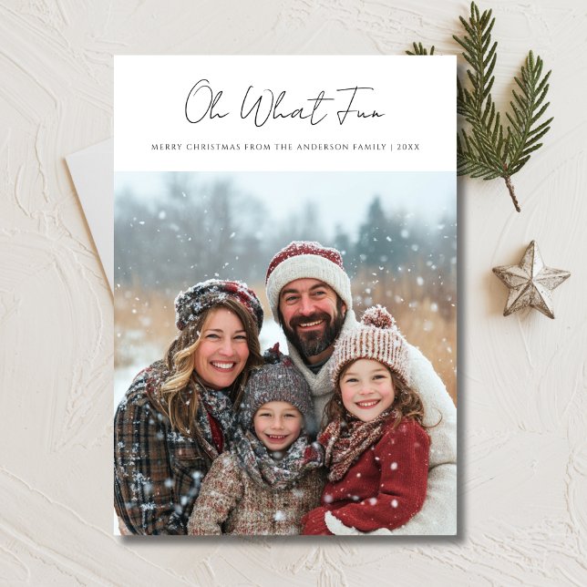 Cartes Pour Fêtes Annuelles Belle calligraphie Oh Quel Amusant Noël Photo (Créateur téléchargé)
