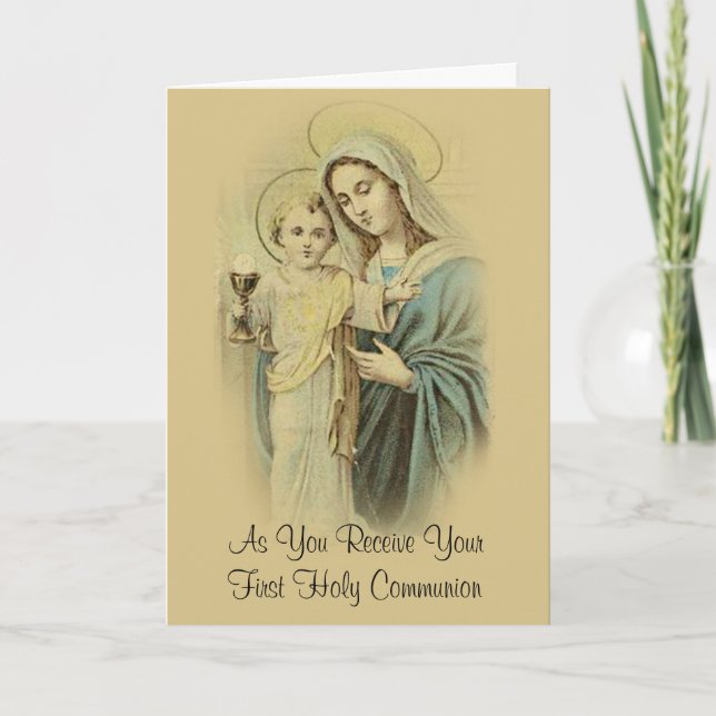 Cartes Pour Fêtes Annuelles Belle Communion catholique (Devant)