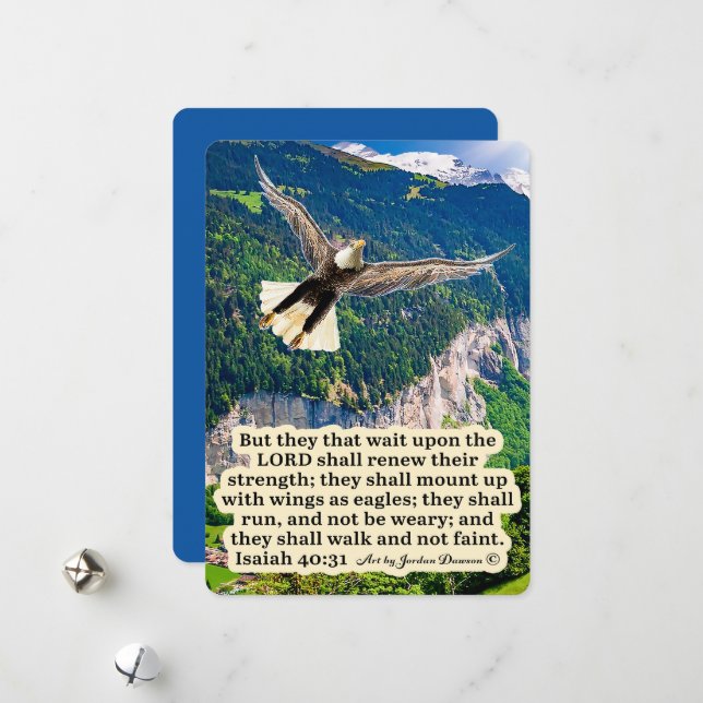 Cartes Pour Fêtes Annuelles Belle Écriture d'aigle Isaïe 40:31 (Devant/Arrière en situation)