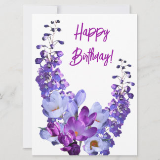 Cartes Pour Fêtes Annuelles Belle fleurs violettes coloré fleuri anniversaire