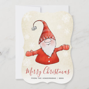 Cartes Pour Fêtes Annuelles Belle Gnome Beige Rouge Joyeux Noël