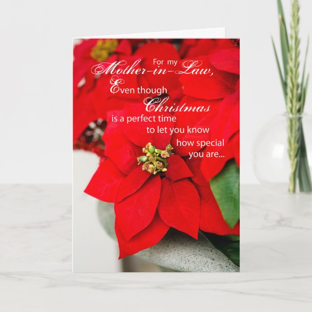 Cartes Pour Fêtes Annuelles Belle-mère Poinsettia Joyeuses Fêtes (Devant)