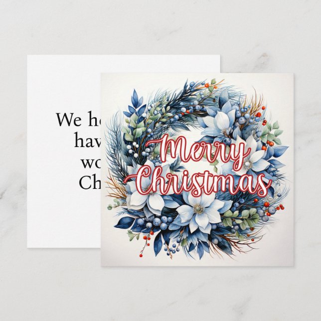 Cartes Pour Fêtes Annuelles Belle Merry Christmas Holiday Wreath (Devant / Derrière)