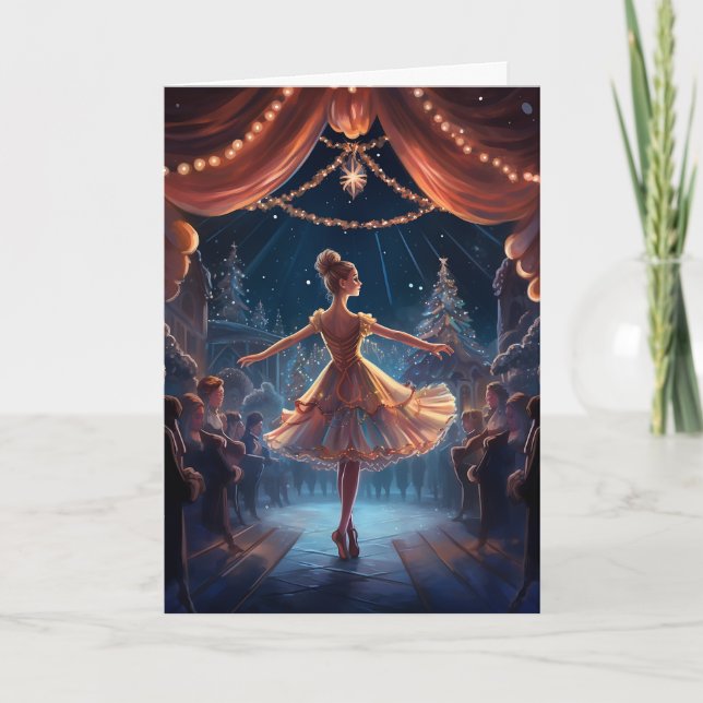 Cartes Pour Fêtes Annuelles Belle Noisette Hiver Ballerina Noël (Devant)