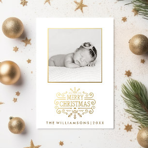 Cartes Pour Fêtes Annuelles Belle or Joyeux Noël Snowflake Photo