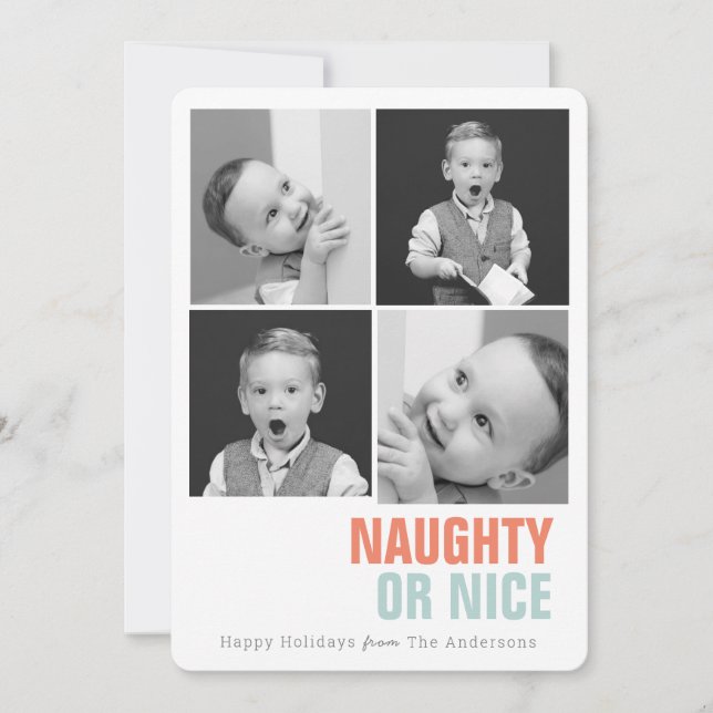Cartes Pour Fêtes Annuelles Belle ou Nice Simple 4 Photos Vacances (Devant)