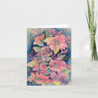 Cartes Pour Fêtes Annuelles Belle Pastel Floral Bouquet Note/Carte de voeux