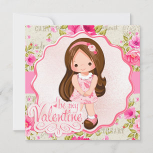 Cartes Pour Fêtes Annuelles Belle Petite Brunette Be My Valentine Card