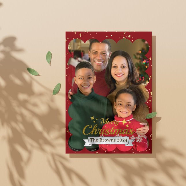 Cartes Pour Fêtes Annuelles Belle photo de famille Joyeux Noël salutations (Créateur téléchargé)