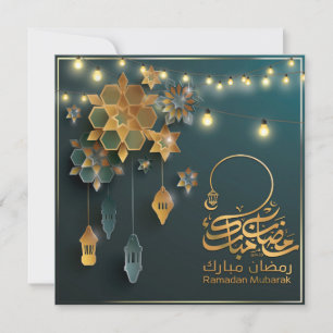 Cartes Pour Fêtes Annuelles Belle Ramadan Moubarak Golden & Blue Typographie