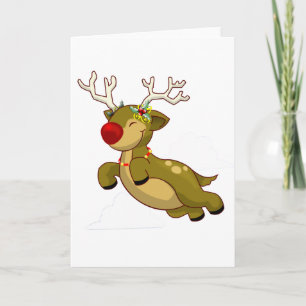 Cartes Pour Fêtes Annuelles Belle Rinde De Noël Volant Avec Nuages