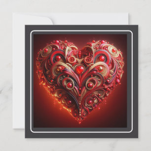 Cartes Pour Fêtes Annuelles Belle Rouge Carved Scroll Heart Valentine