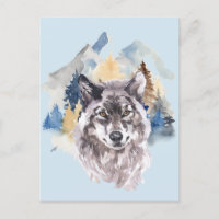 Belle Tête de Loup Aquarelle Forêt