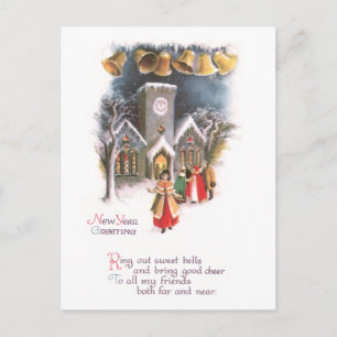 Cartes Pour Fêtes Annuelles Bells Ring dans le Vintage du Nouvel An