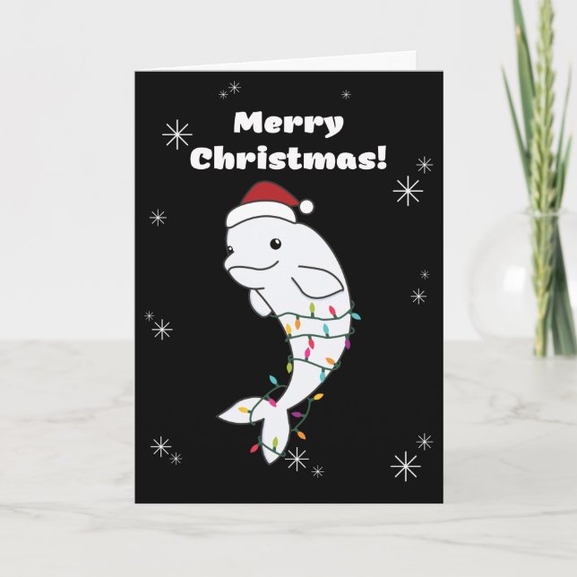 Cartes Pour Fêtes Annuelles Béluga Baleine Joyeux Noël Animaux d'hiver Baleine (Devant)