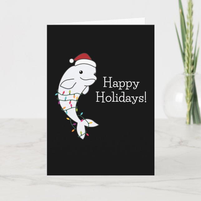 Cartes Pour Fêtes Annuelles Béluga Baleine Joyeux Noël Animaux d'hiver Baleine (Devant)