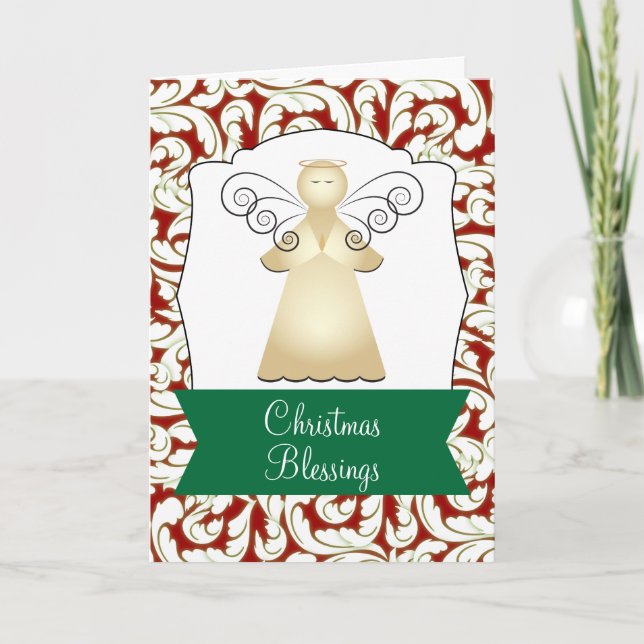 Cartes Pour Fêtes Annuelles Bénédiction de Noël avec salutation d'ange (Devant)