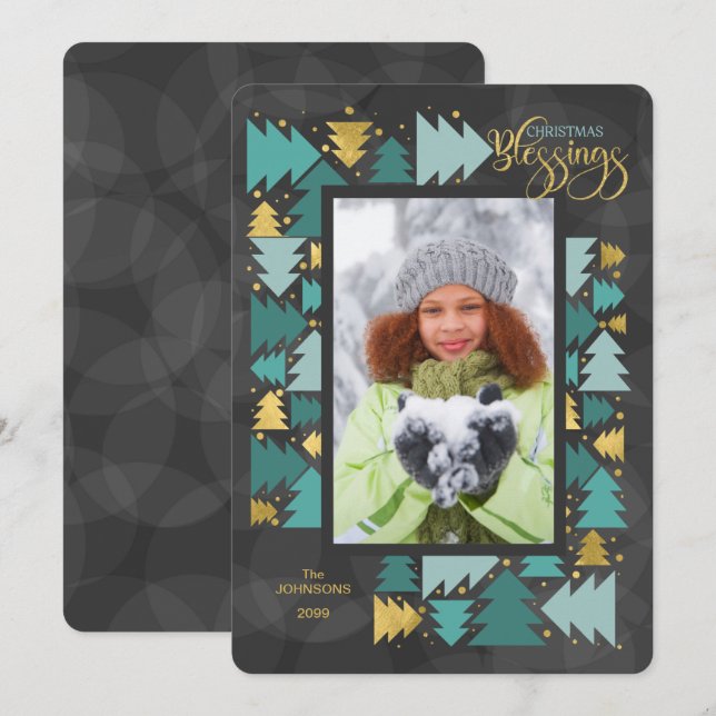 Cartes Pour Fêtes Annuelles Bénédiction de Noël Christian Charcoal Photo (Devant / Derrière)