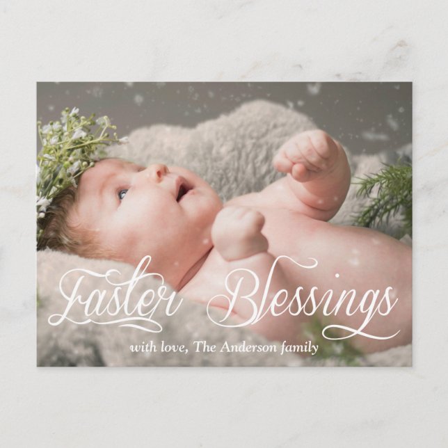 Cartes Pour Fêtes Annuelles Bénédiction de Pâques Bébé Enfants Famille Photo (Devant)