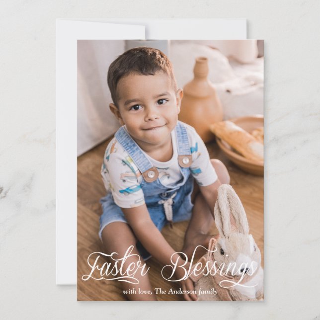 Cartes Pour Fêtes Annuelles Bénédiction de Pâques Bébé Enfants Famille Photo (Devant)
