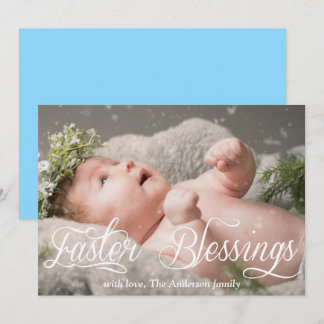 Cartes Pour Fêtes Annuelles Bénédiction de Pâques Bébé Famille Bleu Photo