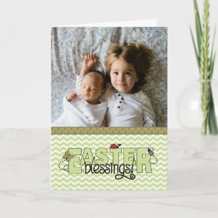Cartes Pour Fêtes Annuelles Bénédiction de Pâques, chevron vert photo personna