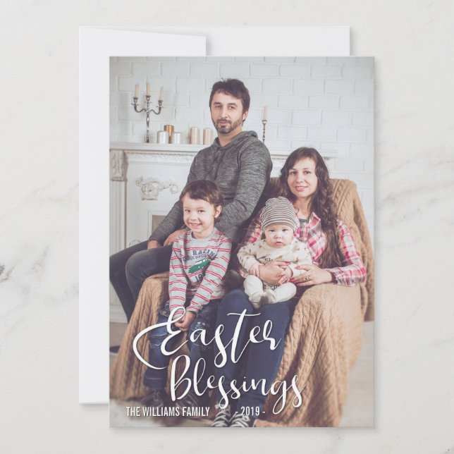Cartes Pour Fêtes Annuelles Bénédiction de Pâques | Elégante Photo de famille  (Devant)