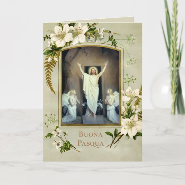Cartes Pour Fêtes Annuelles Bénédiction de Pâques en Italie Buona Pasqua (Devant)