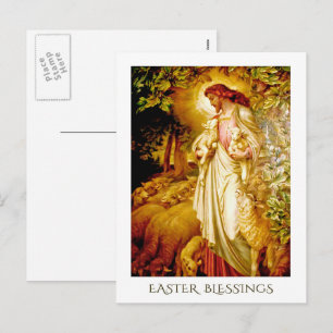 Cartes Pour Fêtes Annuelles Bénédiction de Pâques. La Belle Peinture De Berger