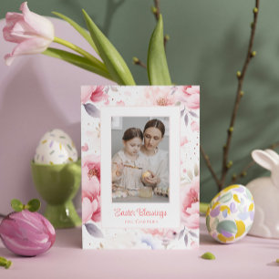 Cartes Pour Fêtes Annuelles Bénédiction de Pâques   Motif de fleurs roses   Pâ