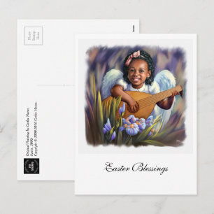 Cartes Pour Fêtes Annuelles Bénédiction de Pâques. Petit ange afro-américain