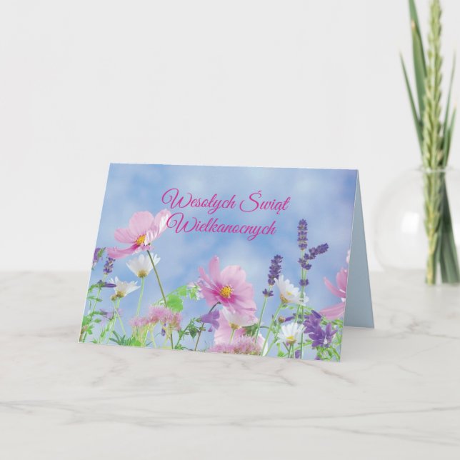Cartes Pour Fêtes Annuelles Bénédiction de Pâques polonaise, Fleur sauvage (Devant)