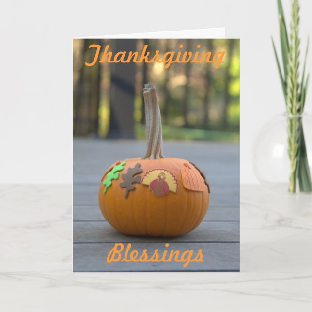 Cartes Pour Fêtes Annuelles Bénédiction de Thanksgiving Orange Citrouille (Devant)