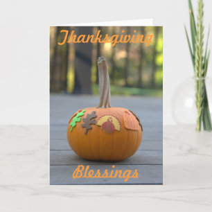 Cartes Pour Fêtes Annuelles Bénédiction de Thanksgiving Orange Citrouille