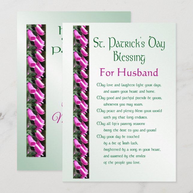 Cartes Pour Fêtes Annuelles Bénédiction irlandaise de la Saint-Patrick pour ma (Devant / Derrière)