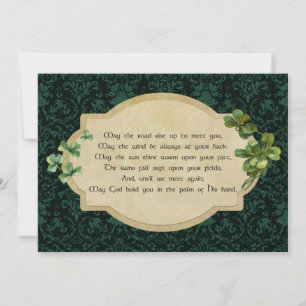 Cartes Pour Fêtes Annuelles Bénédiction irlandaise vintage avec Shamrocks