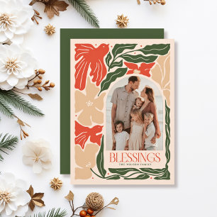 Cartes Pour Fêtes Annuelles Bénédiction Oiseaux rouges Botanique 2 Photo Noël