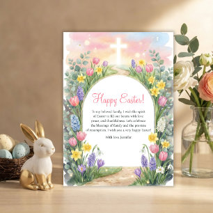 Cartes Pour Fêtes Annuelles Bénédictions chrétiennes de Pâques Croix Fleurs de