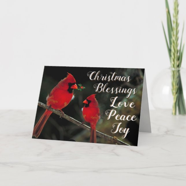 Cartes Pour Fêtes Annuelles Bénédictions de Noël, Amour Paix Joie Luc 2:10 (Devant)