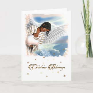 Cartes Pour Fêtes Annuelles Bénédictions de Noël. Ange afro-américain