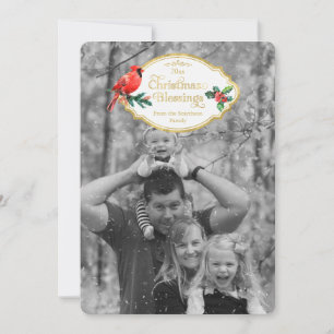 Cartes Pour Fêtes Annuelles Bénédictions de Noël Cardinal Holly Tree Holiday