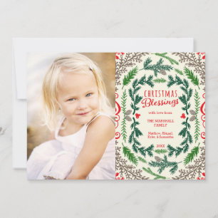 Cartes Pour Fêtes Annuelles Bénédictions de Noël Elégant Pine Photo