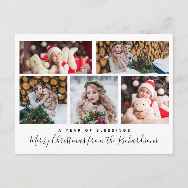 Cartes Pour Fêtes Annuelles Bénédictions de Noël | Grille multiphoto (Devant)