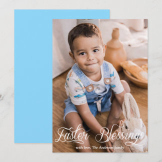 Cartes Pour Fêtes Annuelles Bénédictions de Pâques Bébé Garçon Famille Bleu Ph