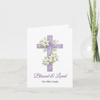 Cartes Pour Fêtes Annuelles Bénédictions de Pâques religieuses Croix florale a