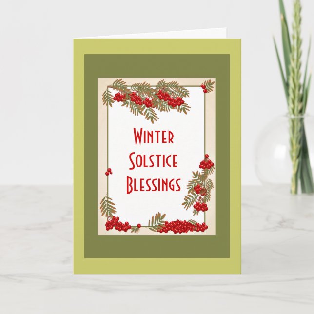 Cartes Pour Fêtes Annuelles Bénédictions de solstice d'hiver avec des baies de (Devant)