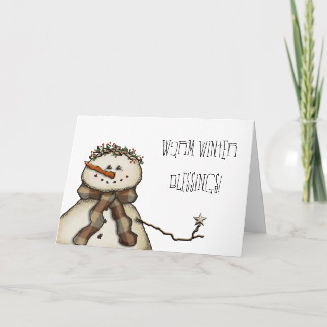 Cartes Pour Fêtes Annuelles Bénédictions hivernales chaudes ! (Devant)